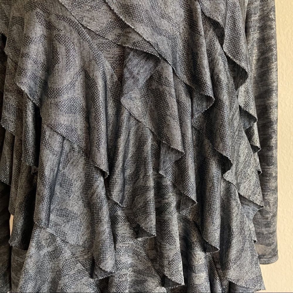 Elementz Blue Ruffle Front Top, Medium‎ - Picture 3 of 11